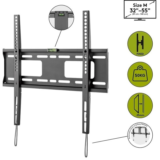 Goobay Pro Serie Feste Wandhalterung für Bildschirme bis 55 Zoll