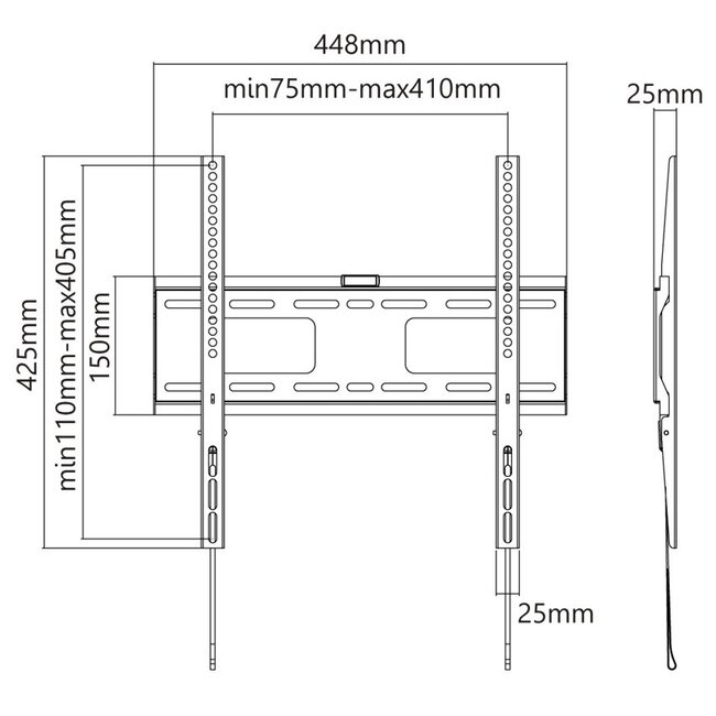Goobay Pro Serie Feste Wandhalterung für Bildschirme bis 55 Zoll