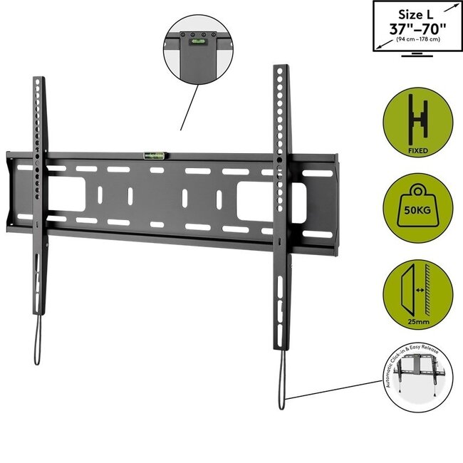 Goobay Pro Serie Feste L-Wandhalterung für Bildschirme bis 70 Zoll