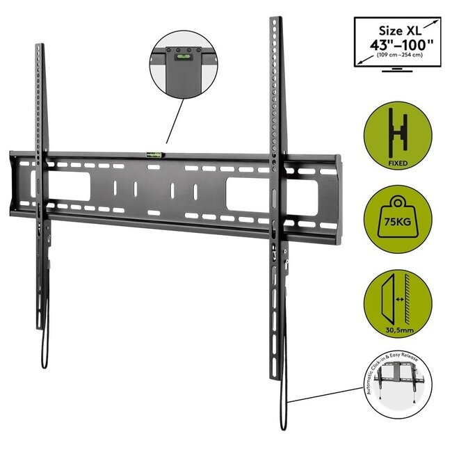 Goobay Pro Serie Fixed XL Wandhalterung für Bildschirme bis 100 Zoll / fest