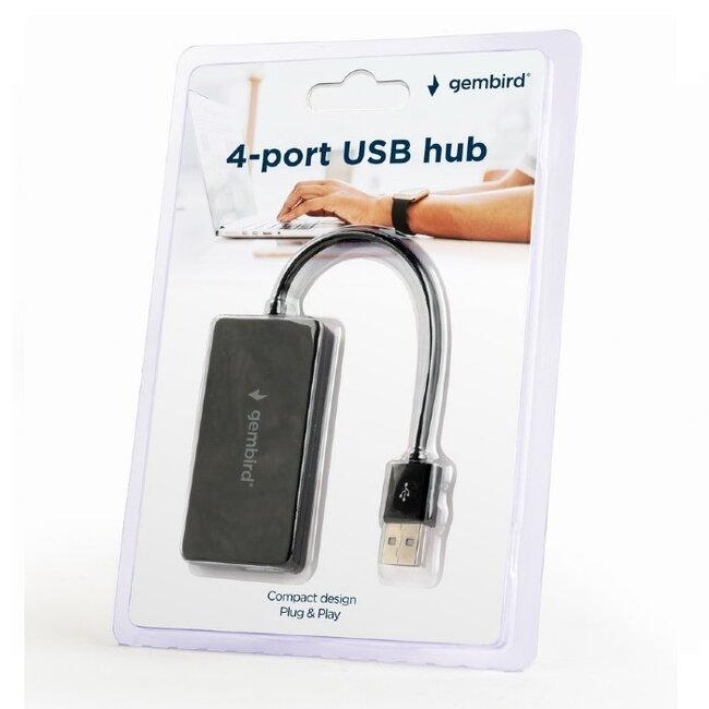 Gembird USB 2.0 Hub 4 Ports - busbetrieben - schwarz - 0,15 m