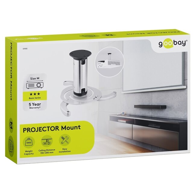 Goobay Deckenhalterung für Beamer / 13-20 cm / Silber