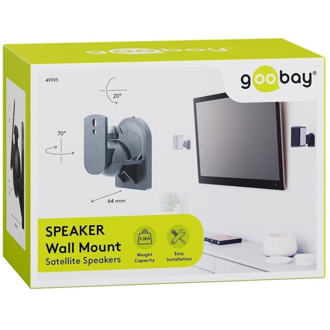 Goobay Lautsprecher-Wandhalterung Set für kleine Lautsprecher - bis 3,5 kg / Schwarz