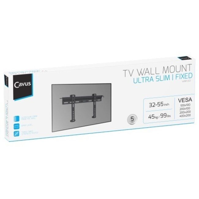 Cavus Ultra Slim Fixed Wandhalterung für Bildschirme bis 55 Zoll / fest