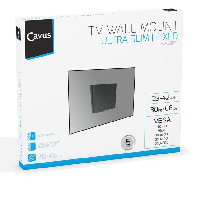 Cavus Ultra Slim feste Wandhalterung für Bildschirme bis 42 Zoll