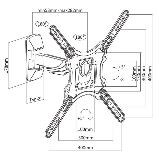 Cavus Full-Motion Wandhalterung für Bildschirme bis 55 Zoll / 2 Drehpunkte