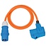 Camping Stromkabel CEE 3-pol (m) - CEE 3-pol (w) + Schuko CEE 7/3 (w) - 3x 2,5mm² - 1,5m Orange