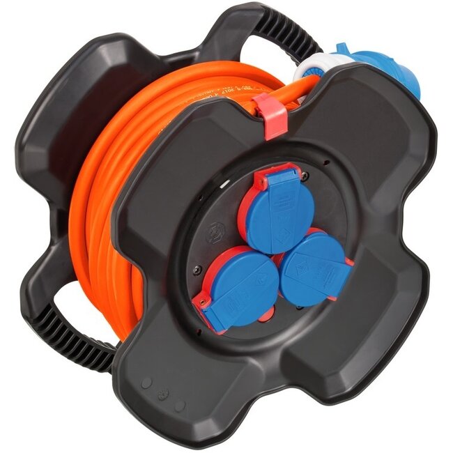 Brennenstuhl X-Gum CEE 3-polige IP44 Gummi Kabeltrommel 5-polig Schwarz/Orange - 10m