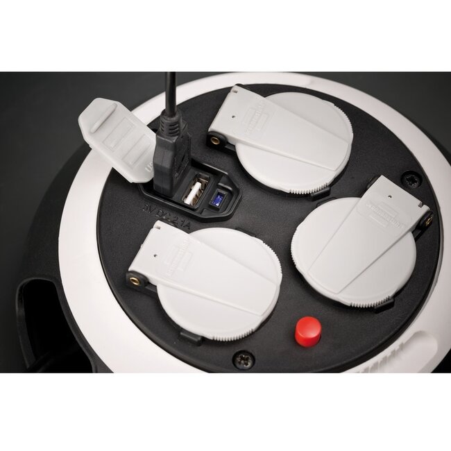 Brennenstuhl Comfort-Line Kabelbox 3-fach + 2x USB, 3m, Schwarz/Weiß