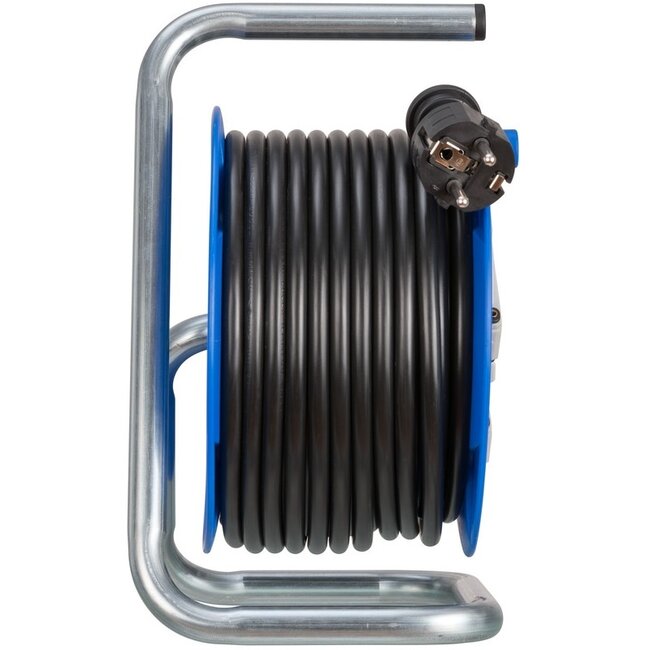 Brennenstuhl Garant Kompakte Kabeltrommel 3-fach + 2x USB, Blau/Schwarz - 15m