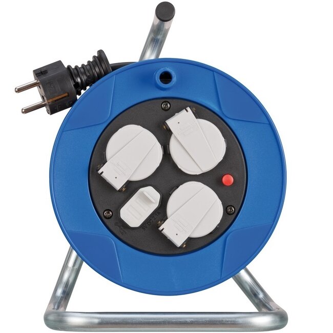 Brennenstuhl Garant Kompakte Kabeltrommel 3-fach + 2x USB, Blau/Schwarz - 15m