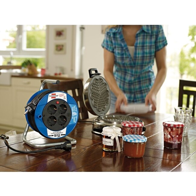 Brennenstuhl Garant kompakte Kabeltrommel 4-fach / Blau/Schwarz - 15 m