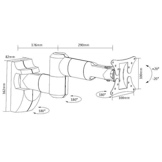 My Wall Wandhalterung für Bildschirme bis 30 Zoll / Full Motion (3 Drehpunkte) / Silber