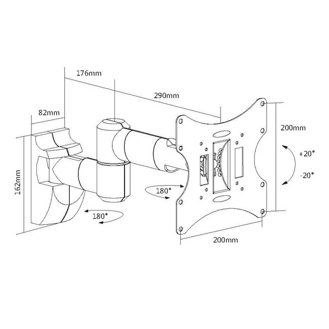 My Wall Wandhalterung für Bildschirme bis 42 Zoll / Full Motion (3 Drehpunkte) / Silber