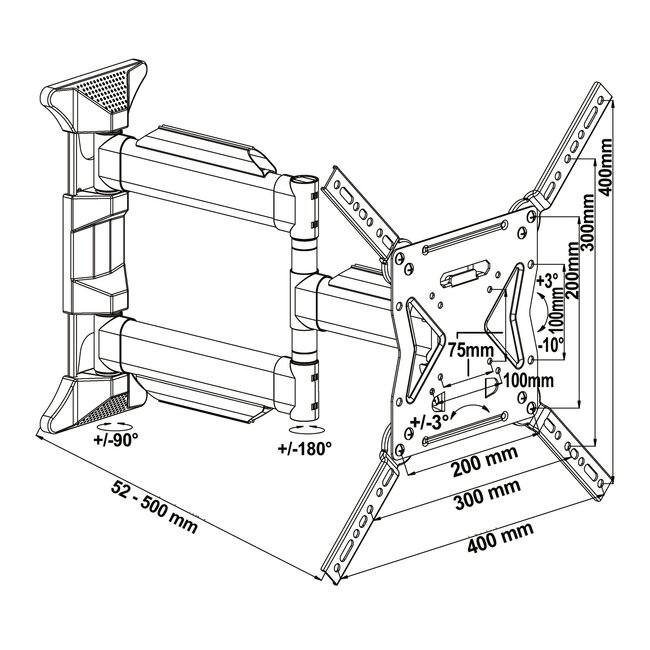 My Wall Wandhalterung für Bildschirme bis 47 Zoll / Full Motion (3 Drehpunkte)