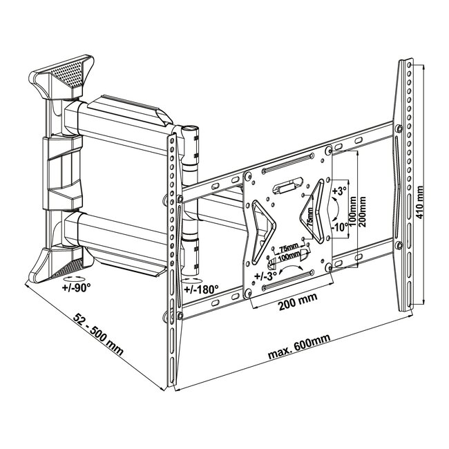 My Wall Wandhalterung für Bildschirme bis 60 Zoll / Full Motion (3 Drehpunkte)