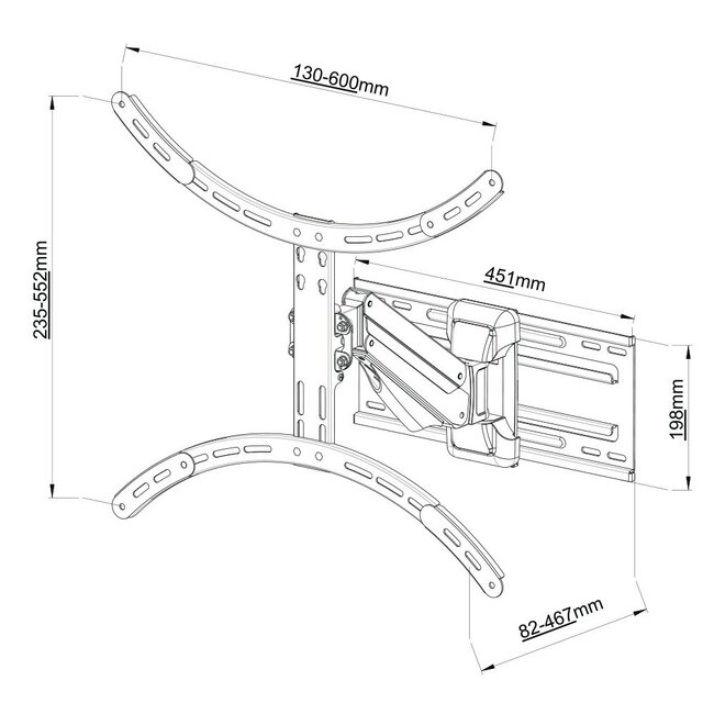 My Wall Wandhalterung für Bildschirme bis 75 Zoll / Interaktiv (3 Drehpunkte)