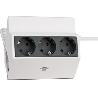 Brennenstuhl Brennenstuhl Steckdosenleiste mit Klemme, 3-fach, Weiß/Schwarz, 3 m