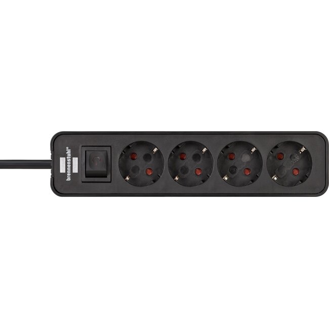 Brennenstuhl Ecolor Steckdosenleiste 4-fach mit Schalter, 1,5 m, schwarz