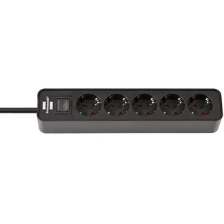 Brennenstuhl Brennenstuhl Ecolor Steckdosenleiste 5-fach mit Schalter, 1,5 m, schwarz