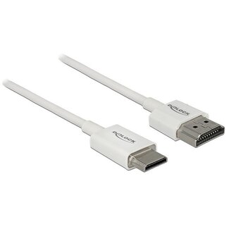 DeLOCK Dünnes Premium Mini HDMI zu HDMI Kabel 2.0 (4K 60Hz) Weiß 1,5 m