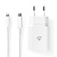 Nedis Heimladegerät mit 1 USB-C PD Port und separatem 8-Pin Lightning-USB-C Kabel - 20W / Weiß - 1 Meter