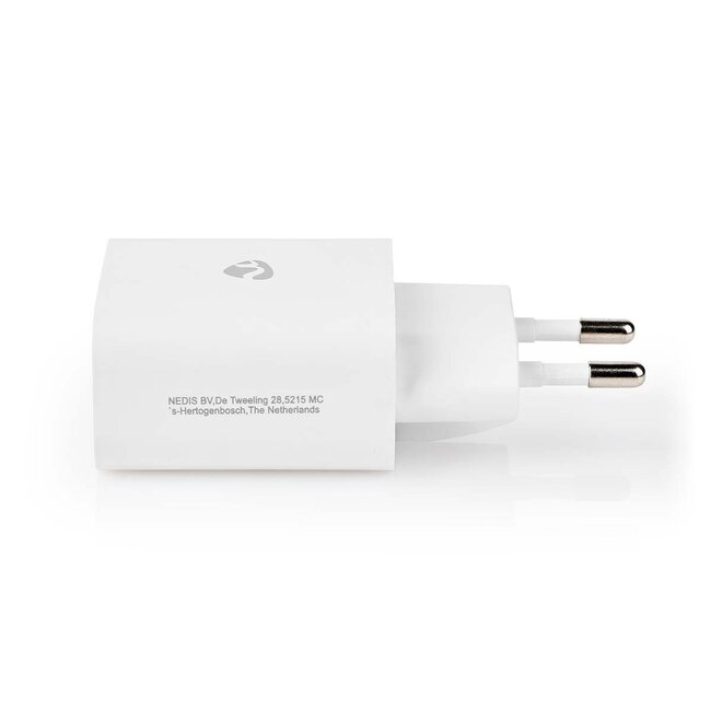 Nedis Heimladegerät mit 1 USB-C PD Port und separatem 8-Pin Lightning-USB-C Kabel - 20W / Weiß - 1 Meter