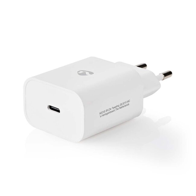 Nedis Heimladegerät mit 1 USB-C PD Port und separatem 8-Pin Lightning-USB-C Kabel - 20W / Weiß - 1 Meter