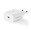 Nedis Heimladegerät mit 1 USB-C PD Port und separatem 8-Pin Lightning-USB-C Kabel - 20W / Weiß - 1 Meter