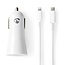 Nedis Auto-Ladegerät mit 1 USB-C PD Port und abnehmbarem 8-Pin Lightning-USB-C Kabel – 20W, Weiß, 1 Meter