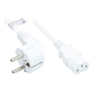 Good Connections C13 (gerade) - CEE 7/7 (winklig) Stromkabel - 3x1,5mm² / Weiß - 10 Meter