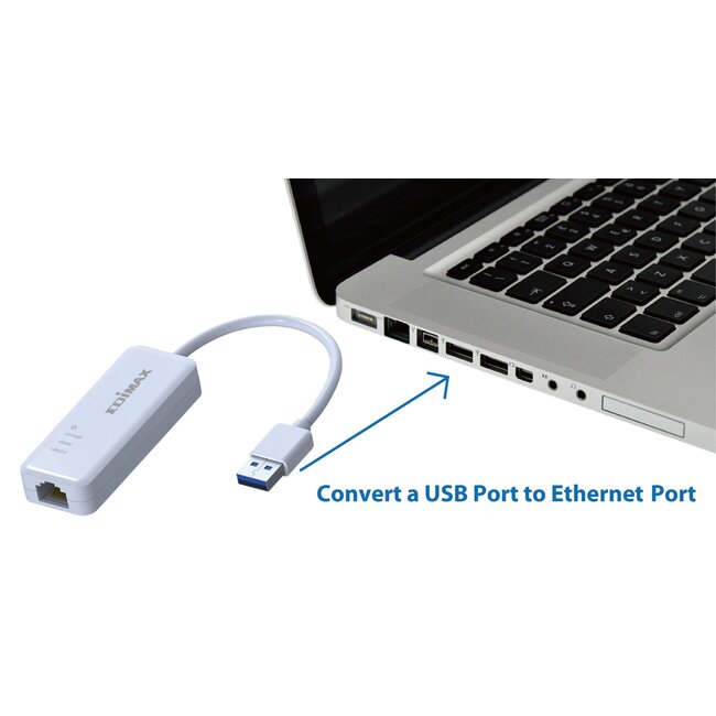 Edimax EU-4306 USB-A auf RJ45 Gigabit Ethernet LAN Adapter - USB 3.0 - CAT6 / Weiß - 0,10 m