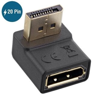 InLine DisplayPort Adapter mit DP_PWR - 90° nach unten - Version 1.2 (4K 60Hz) / Schwarz