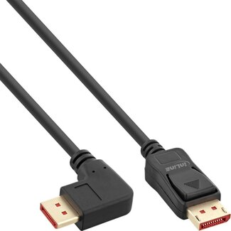 InLine Premium DisplayPort Kabel - 90° Rechtswinklig - Version 1.4 (5K/8K 60Hz) - Schwarz - 1 Meter