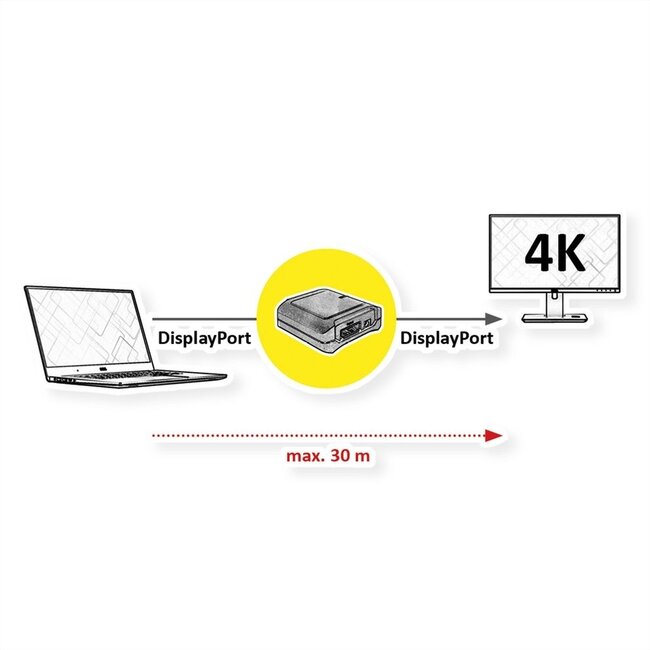 Roline DisplayPort Repeater Version 1.2 (4K 60Hz) - 5m Ein / 5m Aus