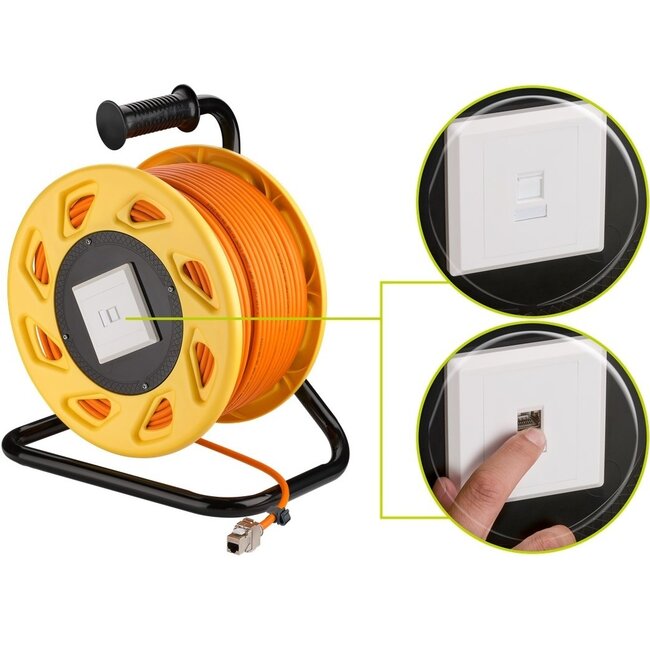 S/FTP CAT7a 10-Gigabit Netzwerkkabelrolle / Orange - LSZH - 90 Meter