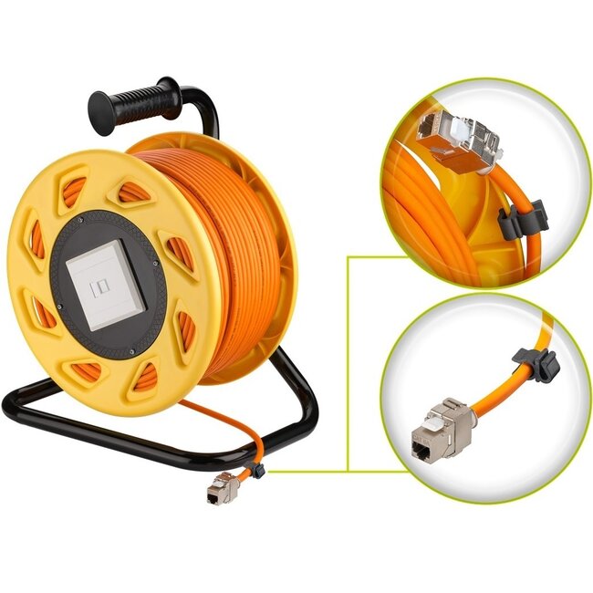 S/FTP CAT7a 10-Gigabit Netzwerkkabelrolle / Orange - LSZH - 90 Meter