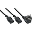 2x C13 - CEE 7/7 (winklig) Y-Stromkabel - 0,50m + 2x 0,50m - 3x 1,00mm² / schwarz - 1 Meter