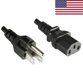 DINIC C13 (gerade) - Typ B / Amerika (gerade) Stromkabel - SJT AWG14/3 / Schwarz - 3 Meter