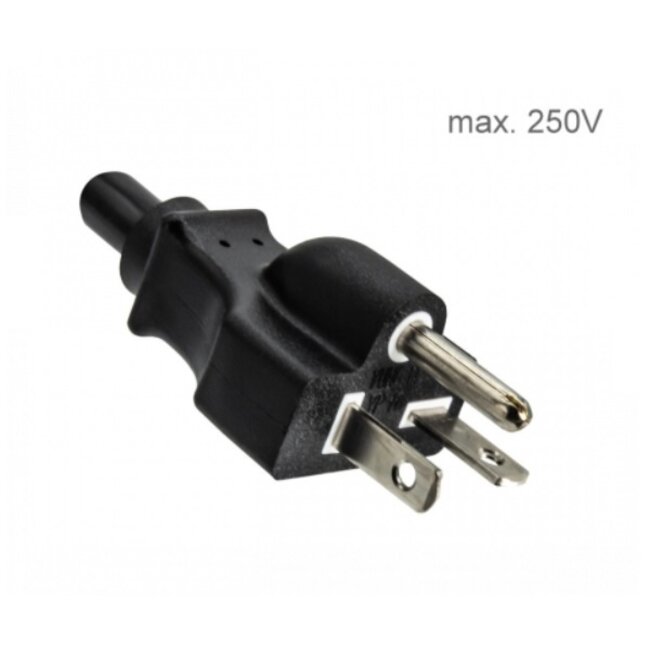 C13 (gerade) - Typ B / Amerika (gerade) Stromkabel 208-240V (NEMA 6-20) - SJT AWG14/3 - Schwarz - 2 Meter