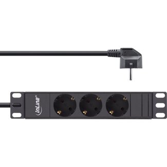 InLine InLine 10'' Steckdosenleiste - CEE 7/7 - 3x CEE 7/3 - ohne Schalter / schwarz - 2 Meter