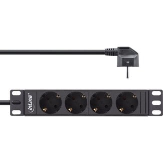 InLine InLine 10'' Steckdosenleiste - CEE 7/7 - 4x CEE 7/3 - ohne Schalter - schwarz - 2 m