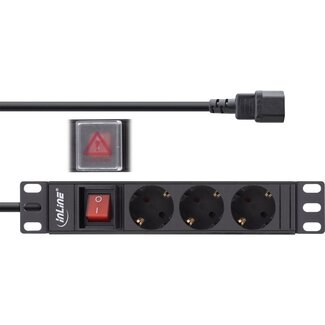 InLine InLine 10'' Steckdosenleiste - IEC C14 - 3x CEE 7/3 - mit Schalter / Schwarz - 2 m