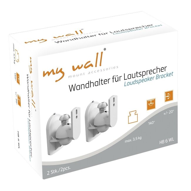 My Wall Lautsprecher-Wandhalterung Set für kleine Lautsprecher - bis 3,5 kg / Weiß