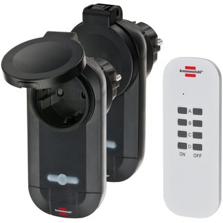 Brennenstuhl Brennenstuhl Comfort-Line RC CE1 0201 Funk-Schaltset - 2 Kontakte mit Fernbedienung - für Außen (IP44) / Schwarz