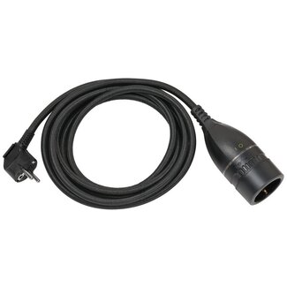 Brennenstuhl Brennenstuhl CEE 7/7 - CEE 7/3 Verlängerungskabel mit Drehschalter und Nylonmantel - 3x1,5mm² - 5m - Schwarz