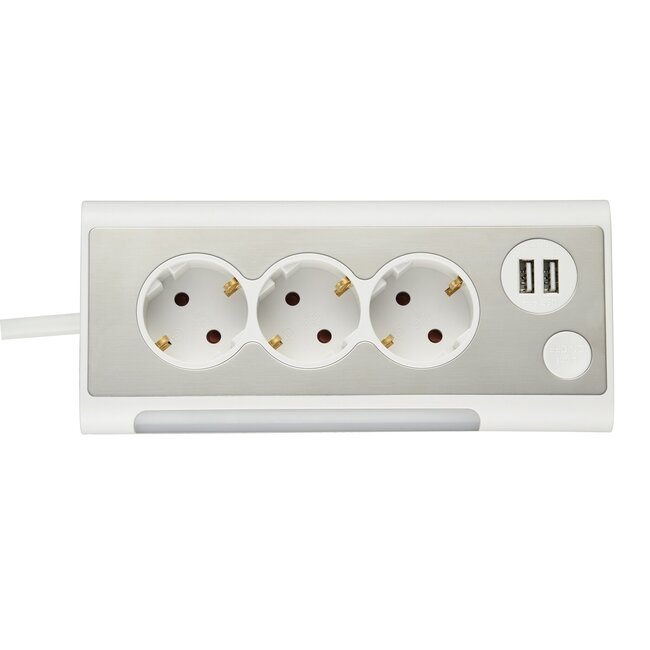 MaxTrack Steckdosenleiste 3-fach + 2x USB / weiß - 1,5 m