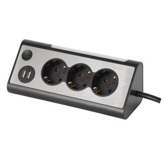 MaxTrack MaxTrack Steckdosenleiste mit 3 Steckplätzen und 2 USB-Anschlüssen, 3 m, schwarz