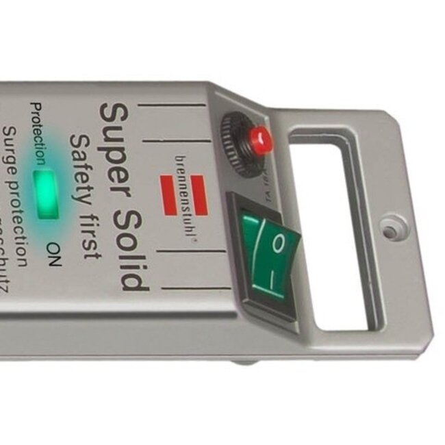 Brennenstuhl Super-Solid-Line Steckdosenleiste 5-fach mit Überspannungsschutz, Silber - 2,5 m