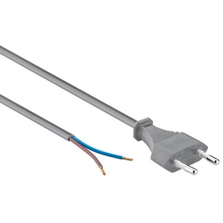 Goobay CEE 7/16 - 2-adriges offenes Ende Stromkabel - 2x 0,75mm² / grau - 1,5 m